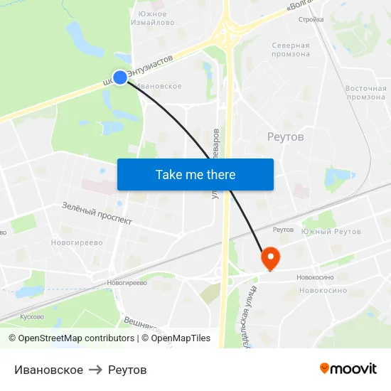 Ивановское to Реутов map