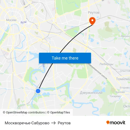 Москворечье-Сабурово to Реутов map
