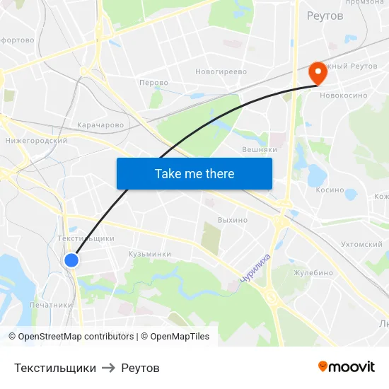 Текстильщики to Реутов map