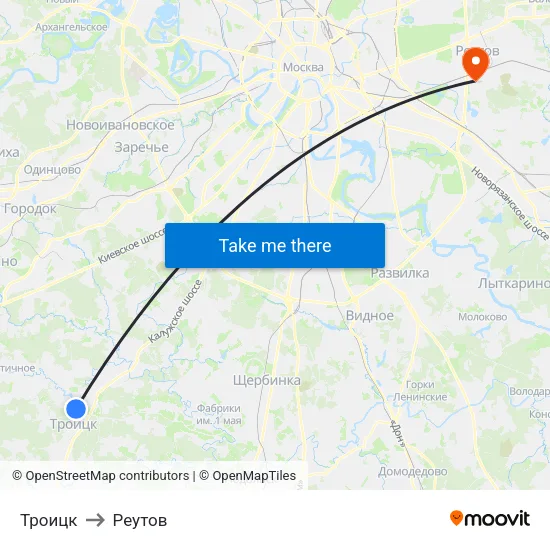Троицк to Реутов map