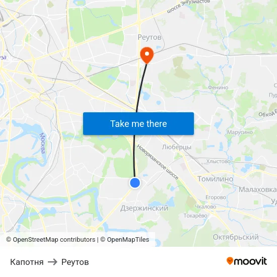 Капотня to Реутов map