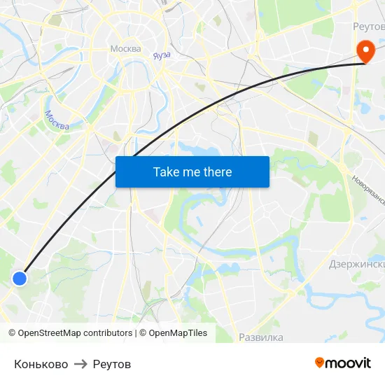 Коньково to Реутов map