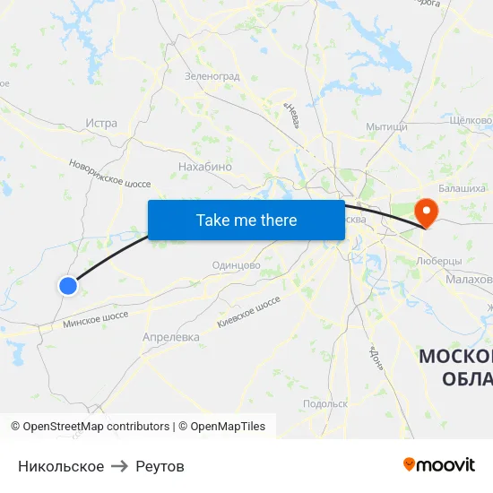 Никольское to Реутов map