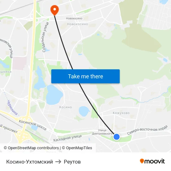 Косино-Ухтомский to Реутов map