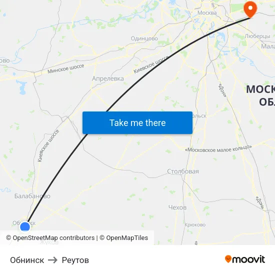 Обнинск to Реутов map