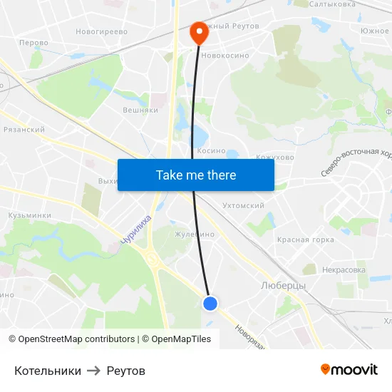 Котельники to Реутов map