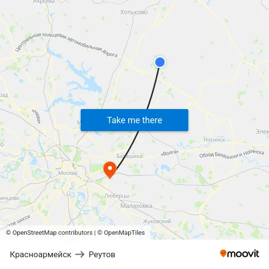 Красноармейск to Реутов map