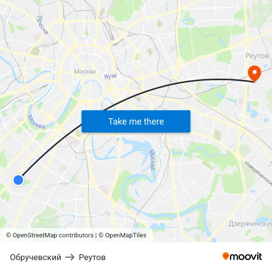 Обручевский to Реутов map