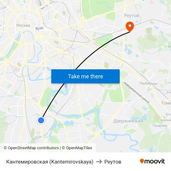 Кантемировская (Kantemirovskaya) to Реутов map