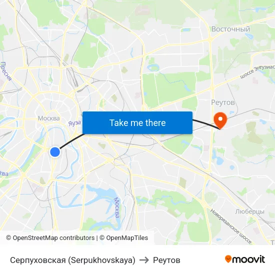 Серпуховская (Serpukhovskaya) to Реутов map