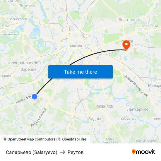Саларьево (Salaryevo) to Реутов map