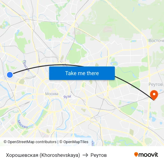 Хорошевская (Khoroshevskaya) to Реутов map