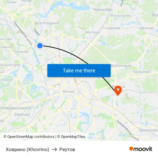 Ховрино (Khovrino) to Реутов map