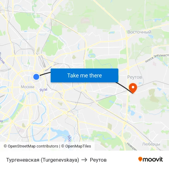 Тургеневская (Turgenevskaya) to Реутов map