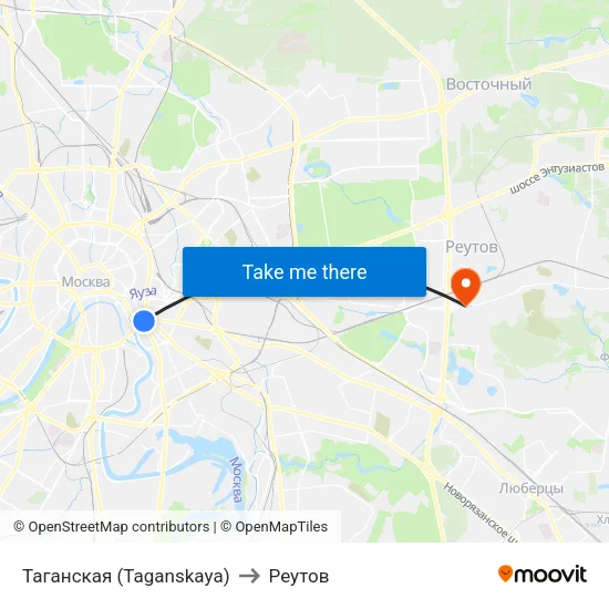 Таганская (Taganskaya) to Реутов map