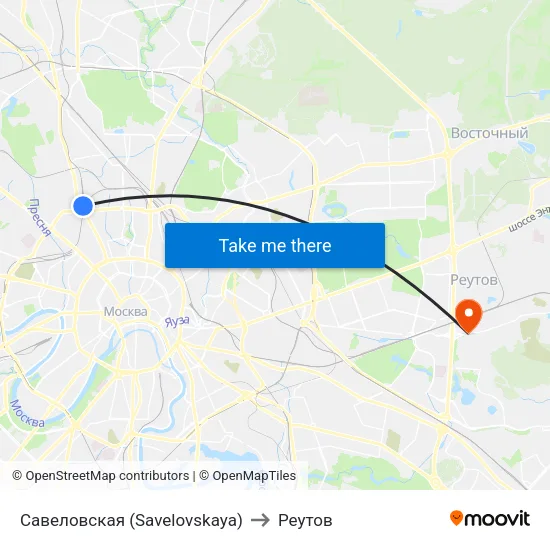 Савеловская (Savelovskaya) to Реутов map