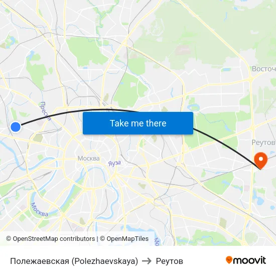 Полежаевская (Polezhaevskaya) to Реутов map