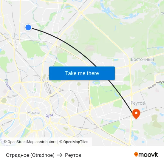 Отрадное (Otradnoe) to Реутов map