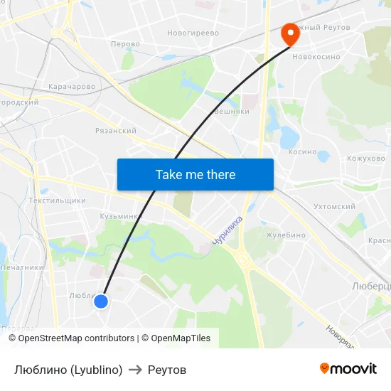 Люблино (Lyublino) to Реутов map
