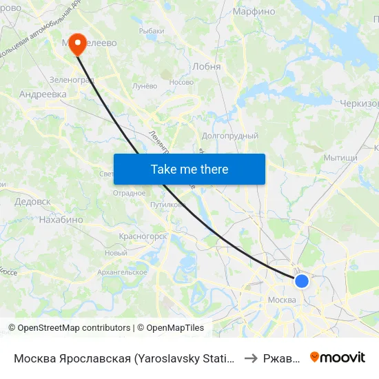 Москва Ярославская (Yaroslavsky Station) to Ржавки map
