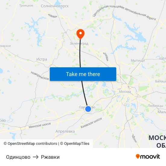 Одинцово to Ржавки map