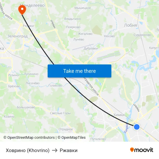 Ховрино (Khovrino) to Ржавки map