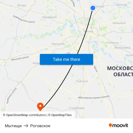 Мытищи to Роговское map