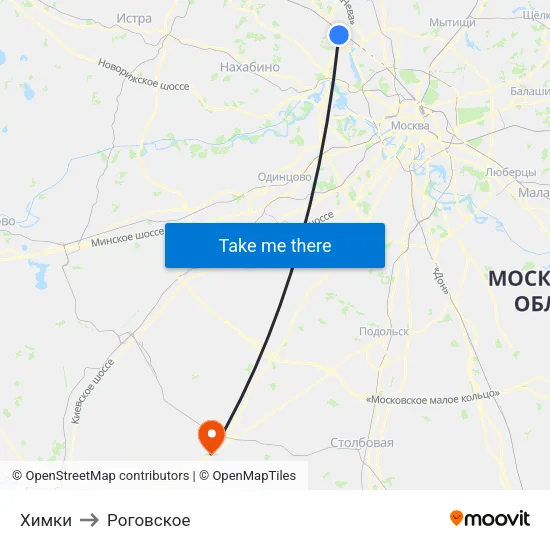 Химки to Роговское map