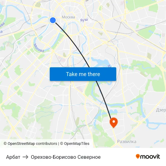 Арбат to Орехово-Борисово Северное map