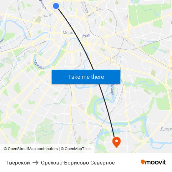 Тверской to Орехово-Борисово Северное map