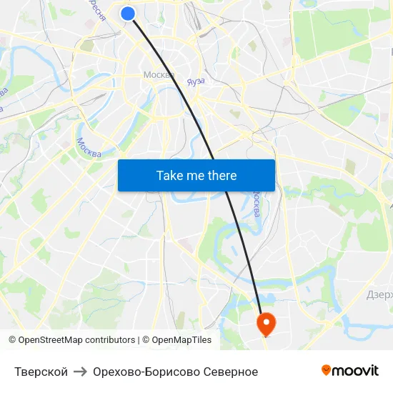 Тверской to Орехово-Борисово Северное map