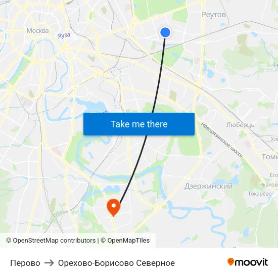 Перово to Орехово-Борисово Северное map