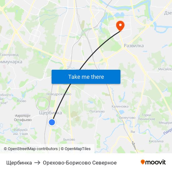 Щербинка to Орехово-Борисово Северное map