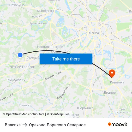 Власиха to Орехово-Борисово Северное map