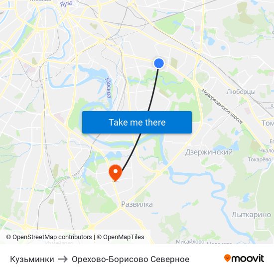 Кузьминки to Орехово-Борисово Северное map