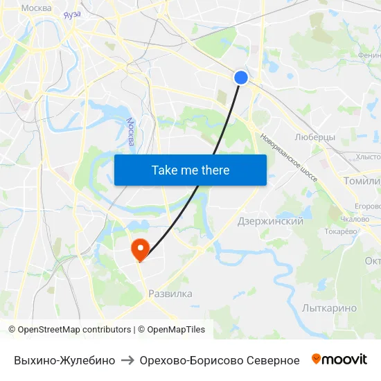 Выхино-Жулебино to Орехово-Борисово Северное map