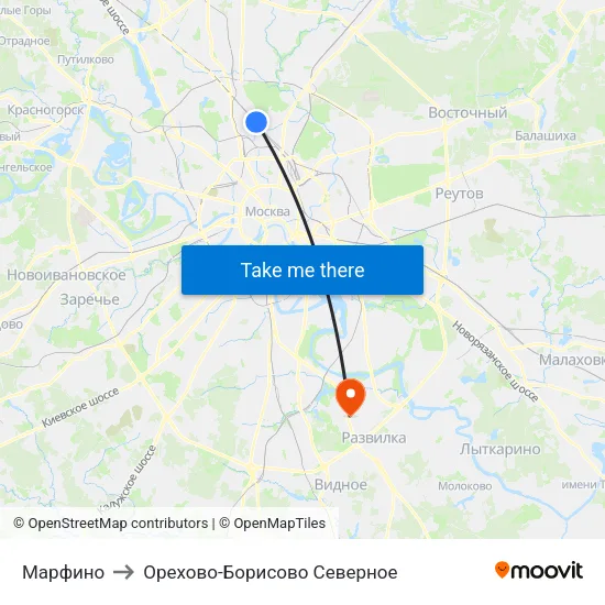 Марфино to Орехово-Борисово Северное map