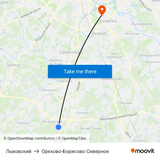 Львовский to Орехово-Борисово Северное map