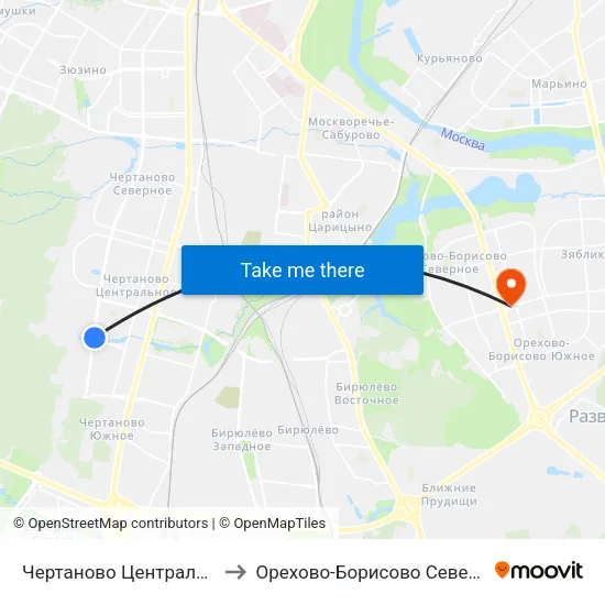 Чертаново Центральное to Орехово-Борисово Северное map