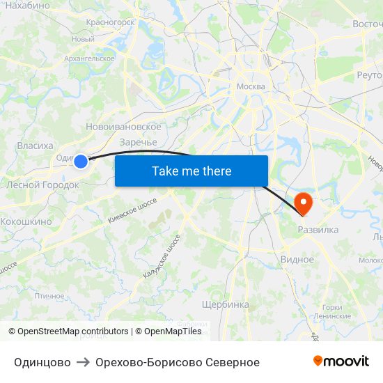 Одинцово to Орехово-Борисово Северное map