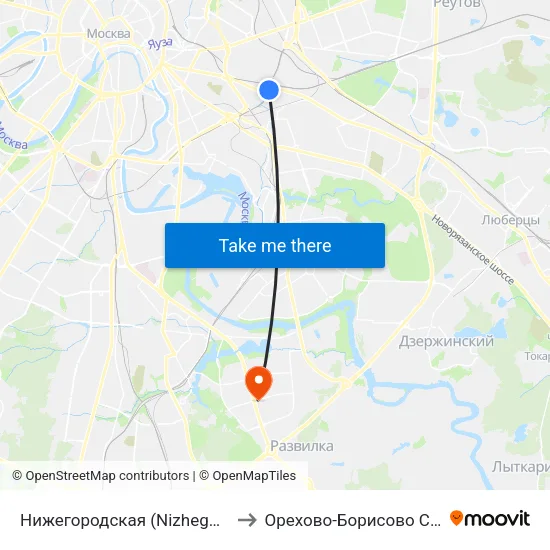 Нижегородская (Nizhegorodskaya) to Орехово-Борисово Северное map