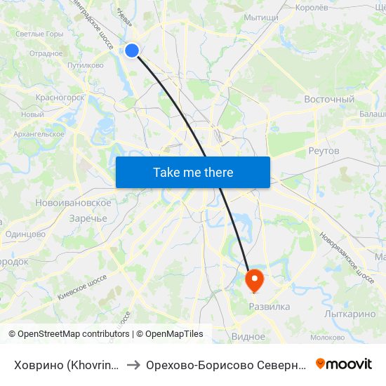 Ховрино (Khovrino) to Орехово-Борисово Северное map