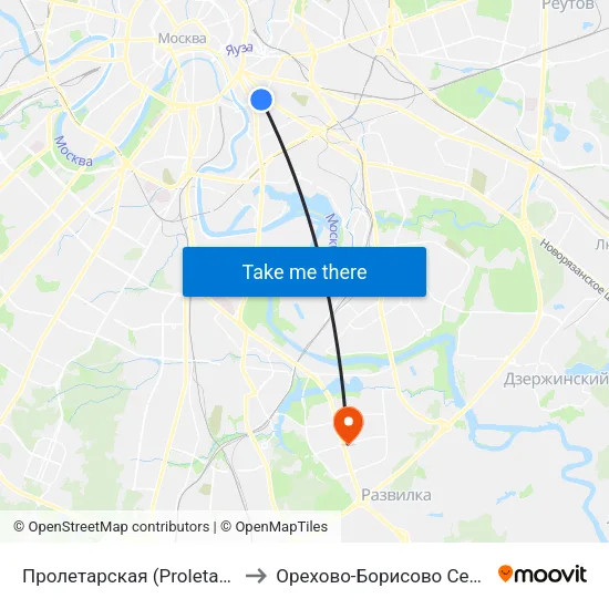 Пролетарская (Proletarskaya) to Орехово-Борисово Северное map