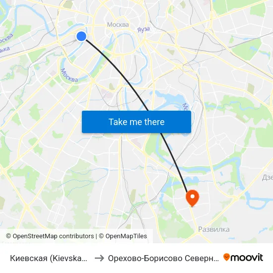 Киевская (Kievskaya) to Орехово-Борисово Северное map