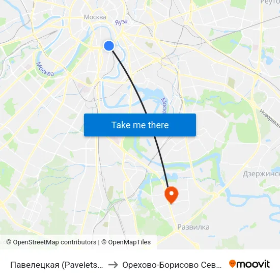 Павелецкая (Paveletskaya) to Орехово-Борисово Северное map