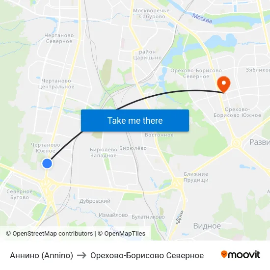 Аннино (Annino) to Орехово-Борисово Северное map