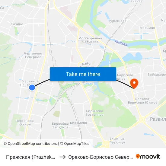 Пражская (Prazhskaya) to Орехово-Борисово Северное map