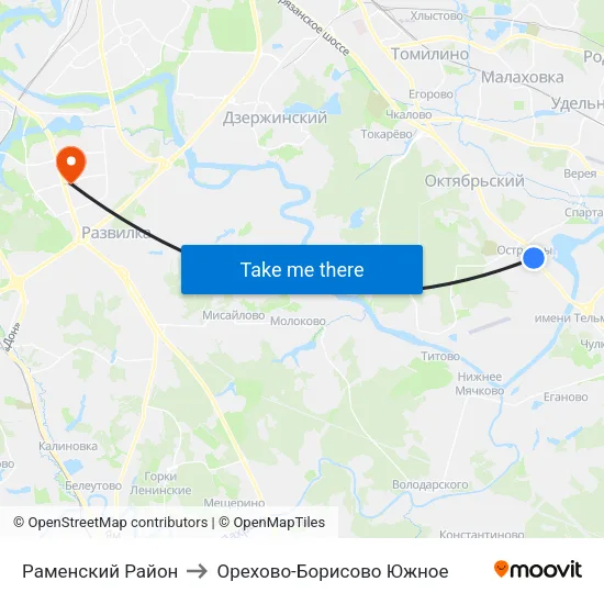 Раменский Район to Орехово-Борисово Южное map