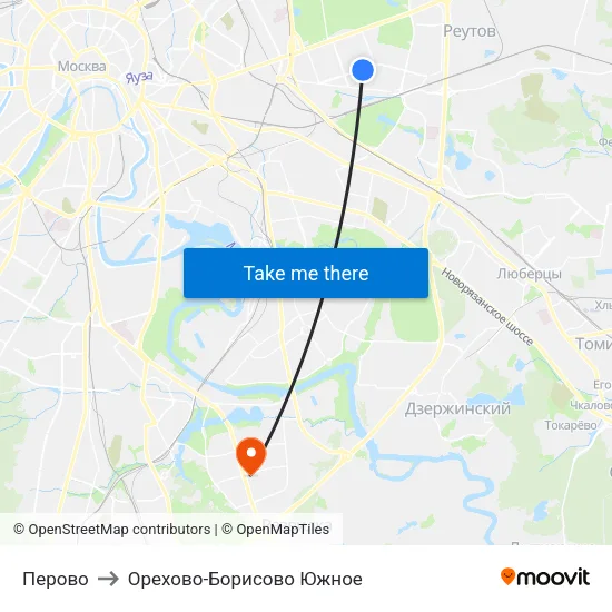 Перово to Орехово-Борисово Южное map