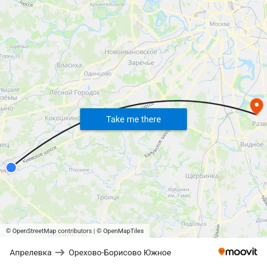 Апрелевка to Орехово-Борисово Южное map